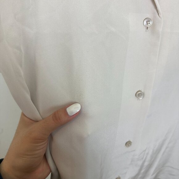 Aritzia Babaton Academy Silk Short Sleeve Blouse L Matter Pearl Minimalist Conte - Picture 14 of 14